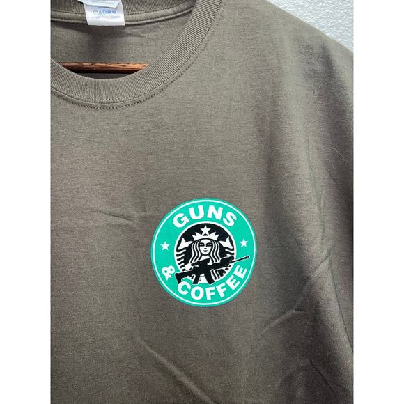 Guns And Coffee Shrit Graphic Gray Ultra Cotton Gun AR 15 Short Sleeve Tee XL - Picture 3 of 9